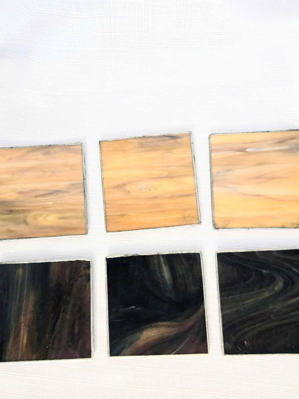 Slag Glass Coasters Stained Leaded Tan Brown 4x4
